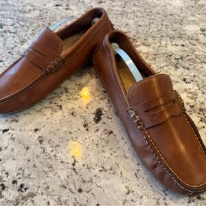 Cole Haan Brown Loafers with Decorative Strap and Soft Leather